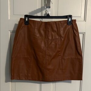Brown Leather Mini Skirt
